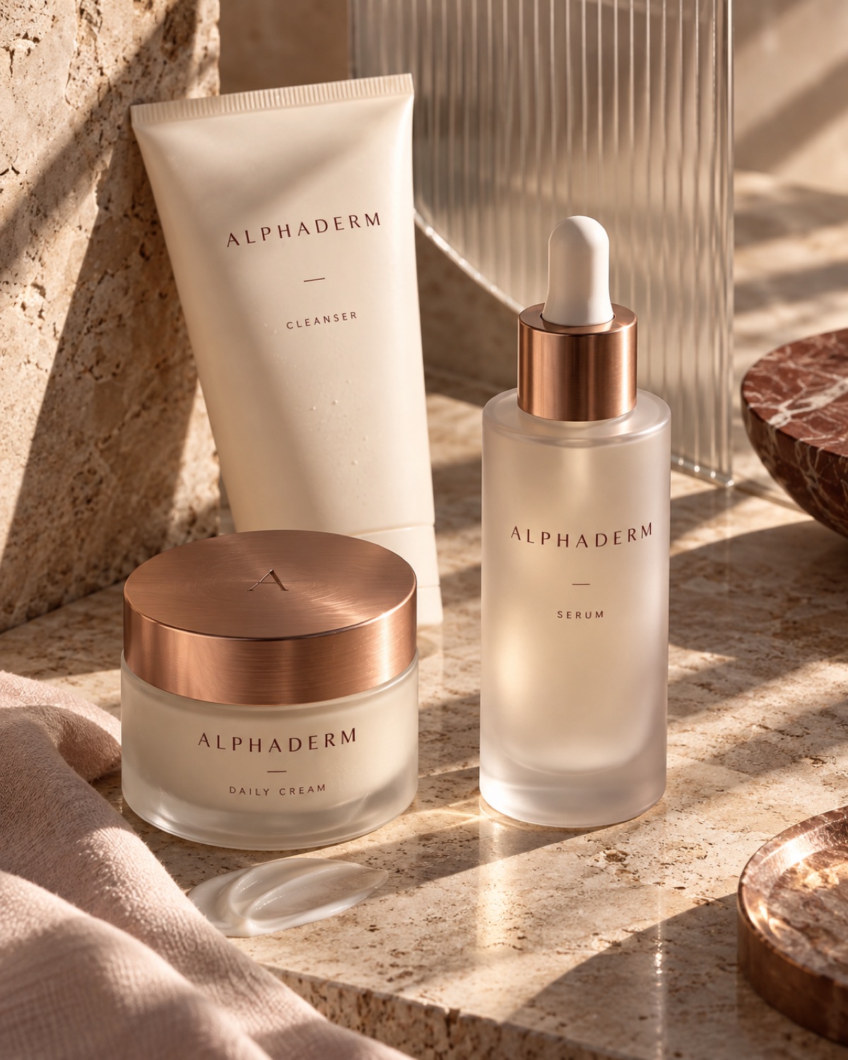 AlphaDerm campaign concept artwork; packaging and product details are not final