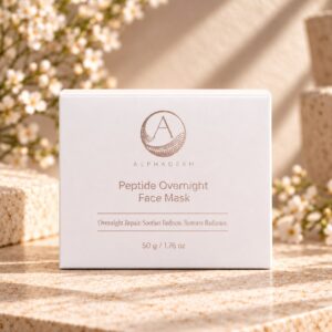 AlphaDerm Peptide Overnight Face Mask on a warm travertine display
