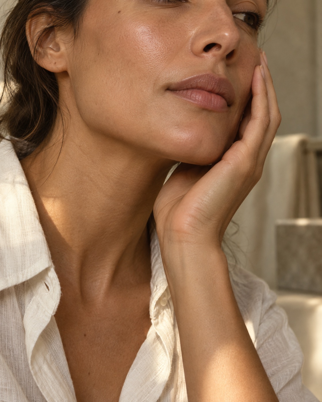 A quiet daily skincare moment, editorial concept image